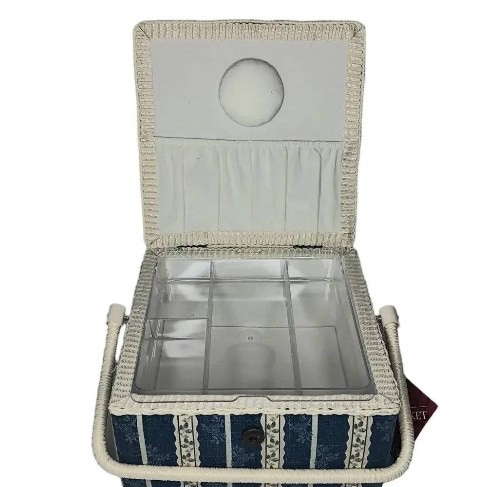 Vintage Sewing Basket Floral Square with Handle NWT 2006 St Jane